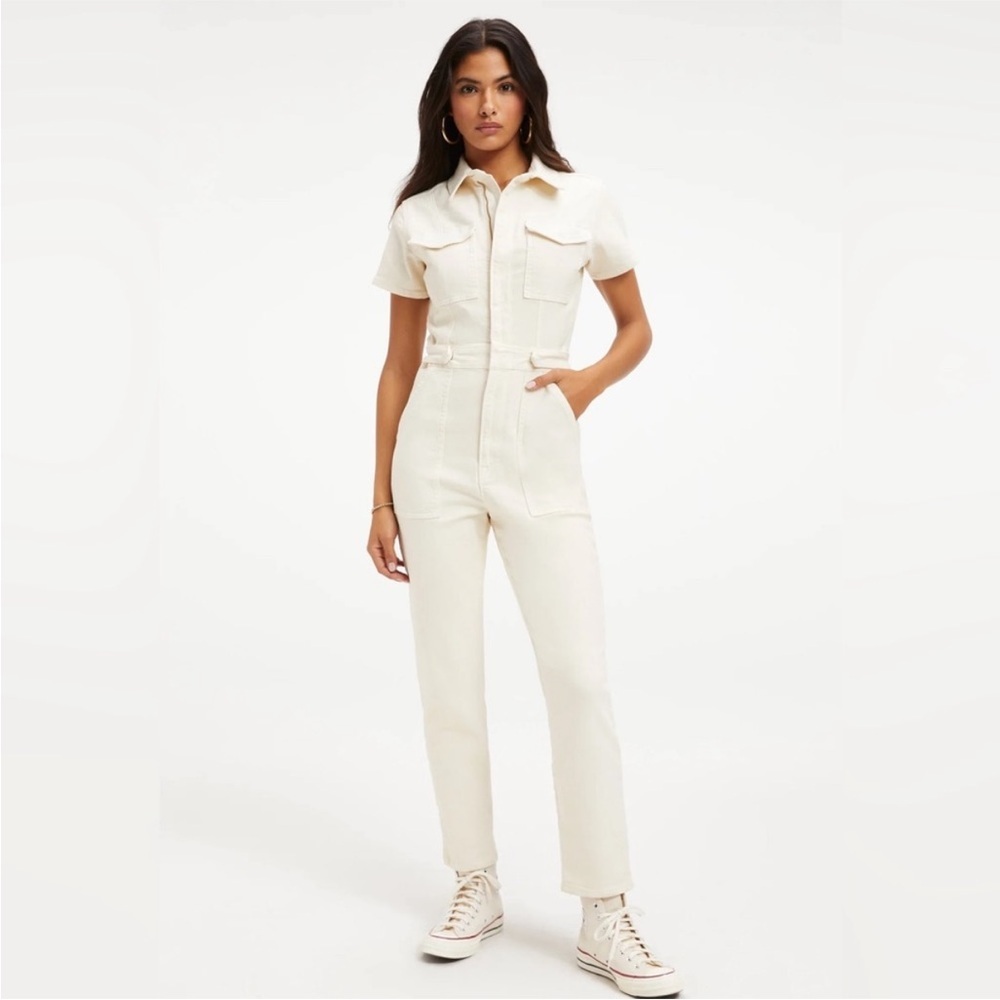 Good American Fit For Success Military Jumpsuit off white /Cream size Small - Picture 3 of 16